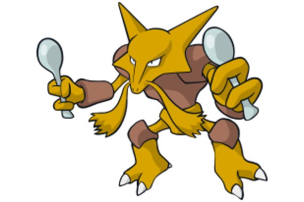 A Yellow Pokémon Character with Spoons in Its Hands