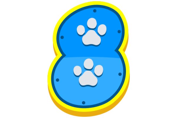 Digital Illustration of a Blue Paw Print Logo with Yellow Outline