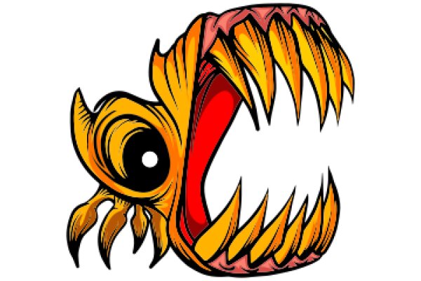 Vivid Illustration of a Cartoon Fish with a Wide-Open Mouth and Sharp Teeth