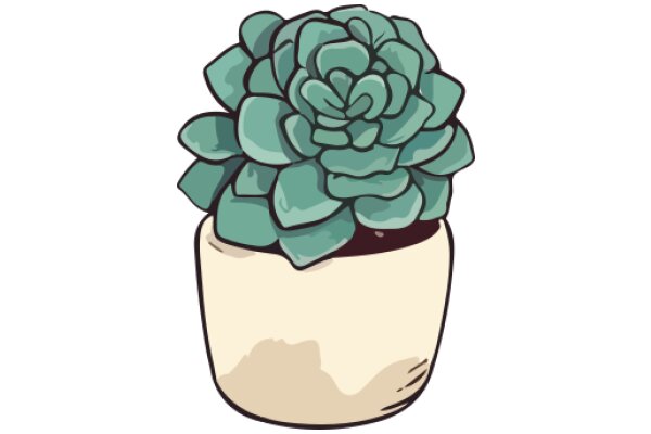 A Cute Illustration of a Potted Succulent Plant