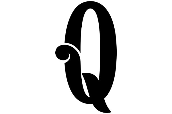 Stylized Black Letter 'Q' with a Curved Tail