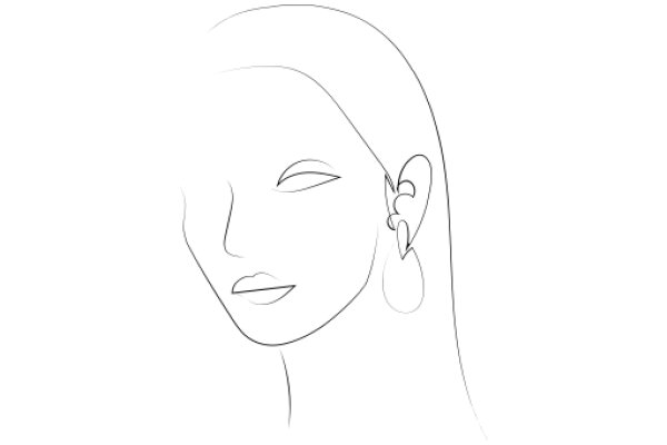 A Line Drawing of a Woman's Face with Earrings