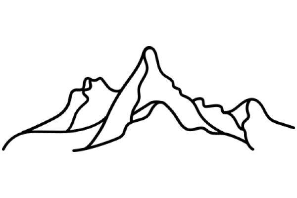 Simplistic Line Drawing of a Mountain Range