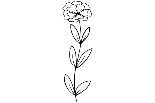 A Simple Line Drawing of a Flower and Its Stem