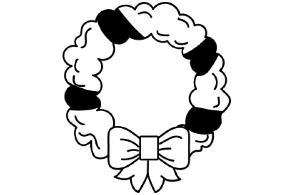 Stylized Line Drawing of a Bow and Ribbon