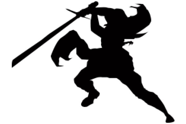 Silhouette of a Heroic Figure Wielding a Sword