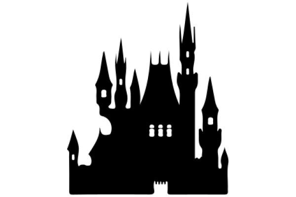 Silhouette of a Castle on a White Background