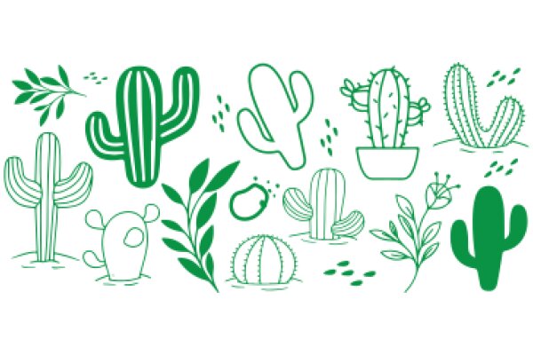 A Collection of Green Cactus Illustrations