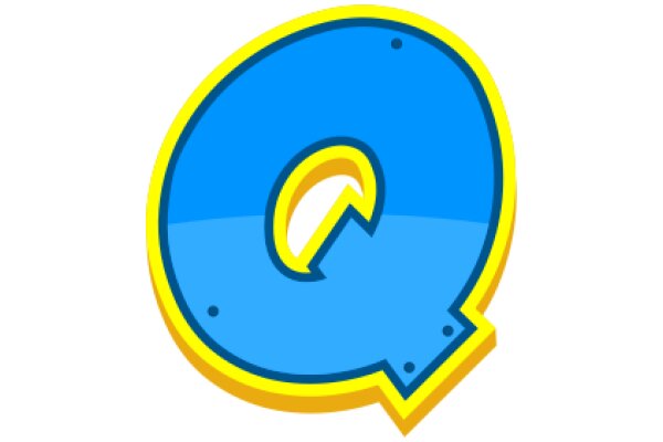 Vibrant Blue Letter Q with a Yellow Swirl Design