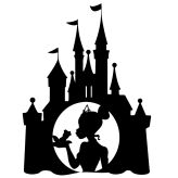 Silhouette of a Fairy Tale Castle and Princess