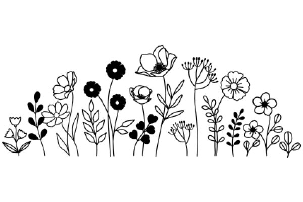 Floral Line Art: A Collection of Beautiful Flowers and Plants