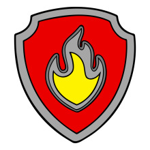 Vivid Illustration of a Shield with a Flame Design