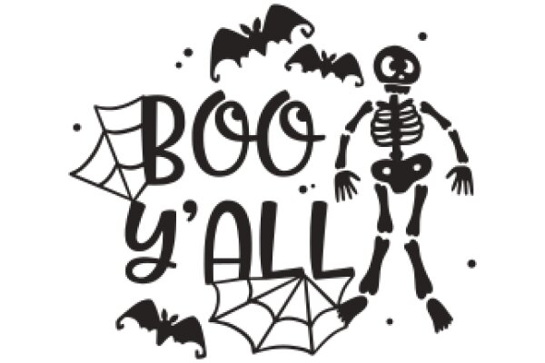 Boo-tastic Halloween Decoration: A Skeleton, Bats, and Spiderwebs