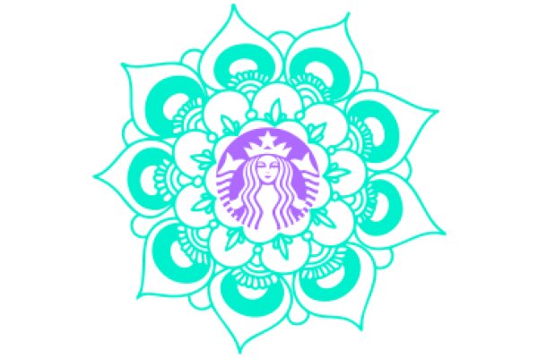 Stylized Starbucks Logo with Floral Design and Purple Starbucks Girl