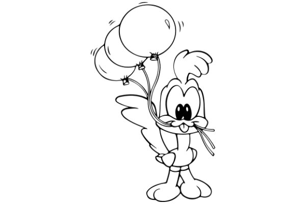 Whimsical Adventure: A Cartoon Bunny with a Hot Air Balloon