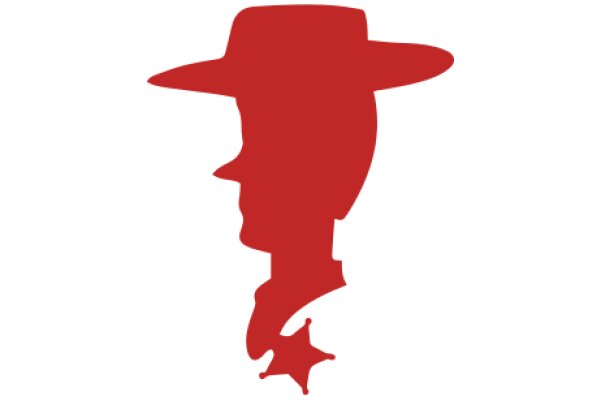 A Red Silhouette of a Cowboy Hat and Star