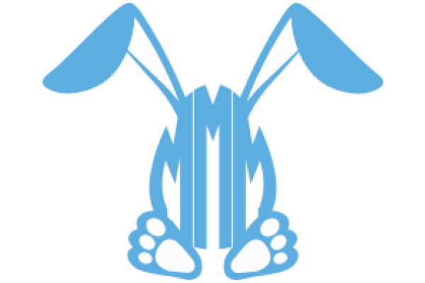 Stylized Blue Bunny with Paw Prints