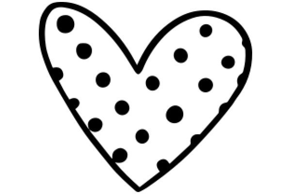 Simplistic Line Drawing of a Heart with Polka Dots