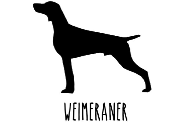 A Silhouette of a Dog with the Word 'Weimeraner' Below It