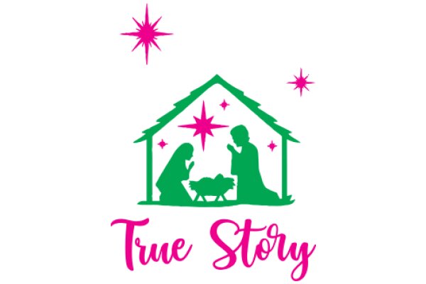 A Silhouette of a Nativity Scene with a Pink Starry Sky Background