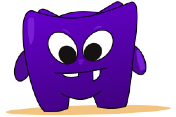 A Purple Cartoon Character with Big Eyes and a Happy Expression