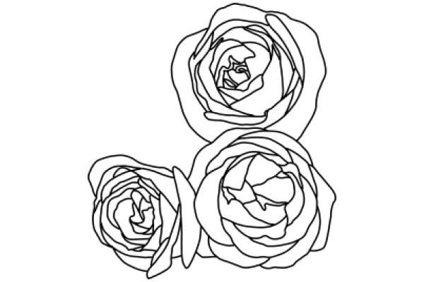 Artistic Line Drawing of Two Rose Buds