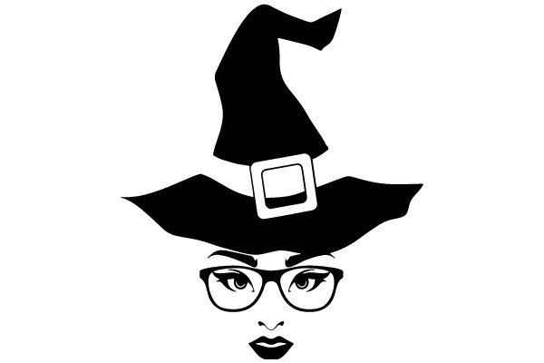 Stylish Silhouette of a Witch's Head with Glasses