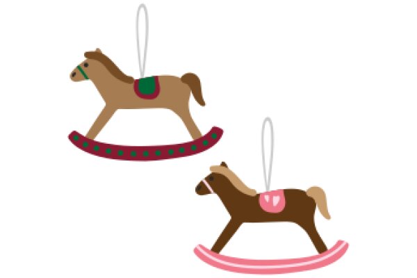 Two Stylish Horse Ornaments with Ribbons