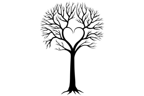 Silhouette of a Tree with a Heart Inside