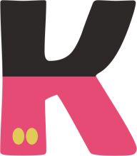 Vibrant Letter K with a Pink Background and Yellow Dots