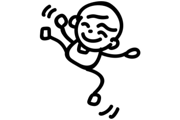 A Playful Cartoon of a Smiling Character in Motion