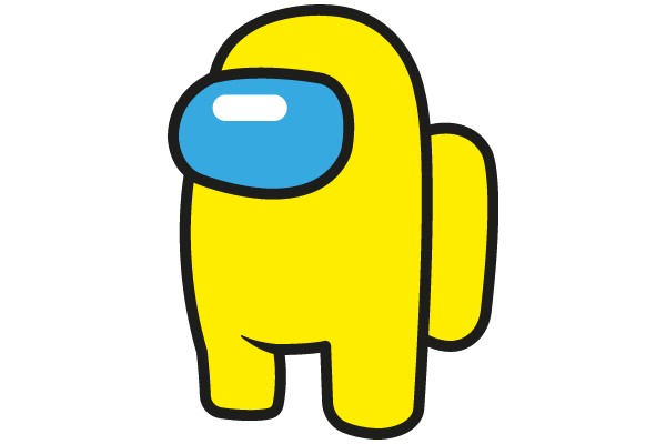 Vibrant Yellow Cartoon Character with a Blue Nose and Eyes