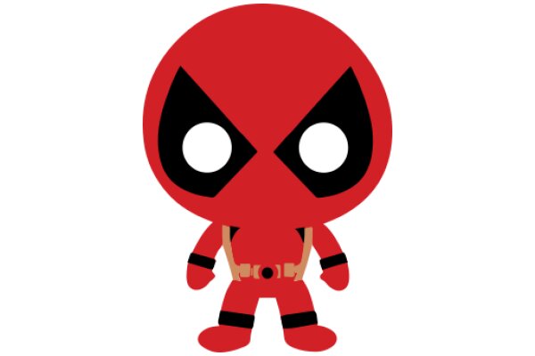 Vibrant Red Cartoon Character with Black Outline and White Inner Eyes