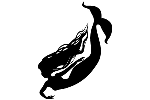 Silhouette of a Mermaid in a White Background