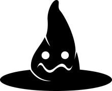 Whimsical Black Silhouette of a Smiling Wizard Hat