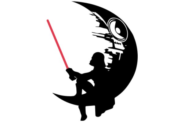 A Silhouette of a Jedi with a Lightsaber, Set Against a Moon-like Background