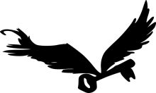 Stylized Black Silhouette of a Bird with a Ring