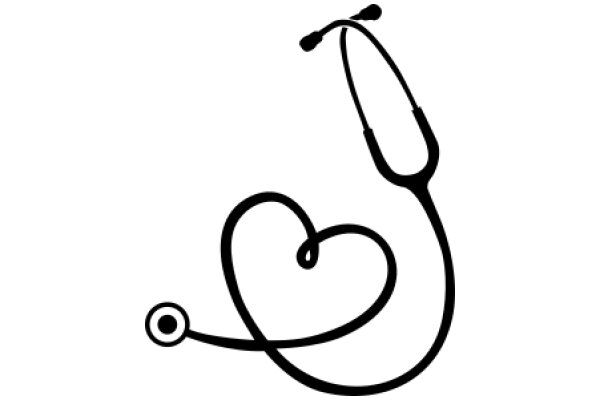 Simplified Medical Icon: Stethoscope and Heart