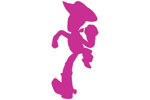 Vivid Pink Silhouette of a Cartoon Character with a Hat and a Glove