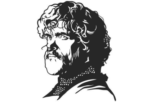 A Silhouette of a Man with a Beard and Curly Hair