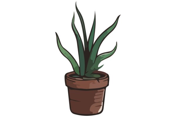 A Digital Illustration of a Potted Aloe Vera Plant