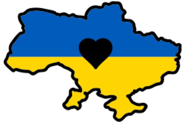 A Stylized Map of Ukraine with a Heart Symbol