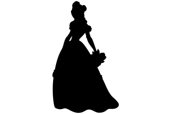 Silhouette of a Victorian Lady with a Bouquet of Flowers