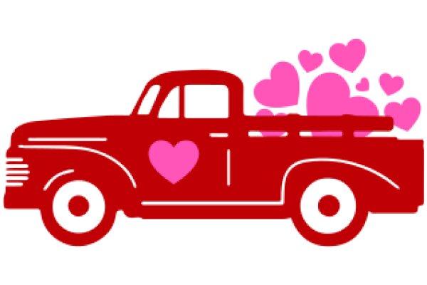 A Red Truck with Pink Hearts: A Symbol of Love and Passion