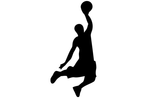 Silhouette of a Basketball Player in Mid-Air