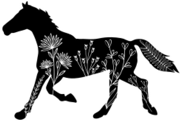 Silhouette of a Horse with Floral Designs