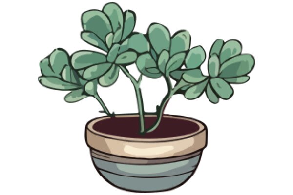 A Digital Illustration of a Potted Plant with Green Leaves