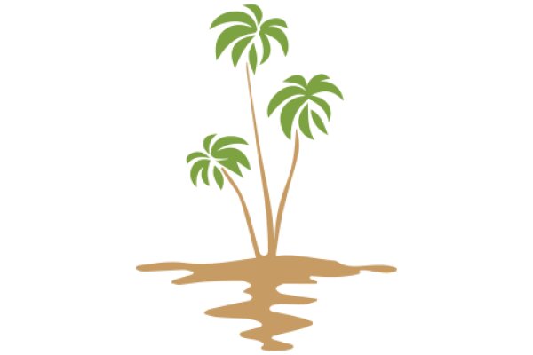 Simplistic Illustration of a Palm Tree and Reflection