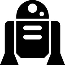 A Stylized Black and White Icon of a Robot