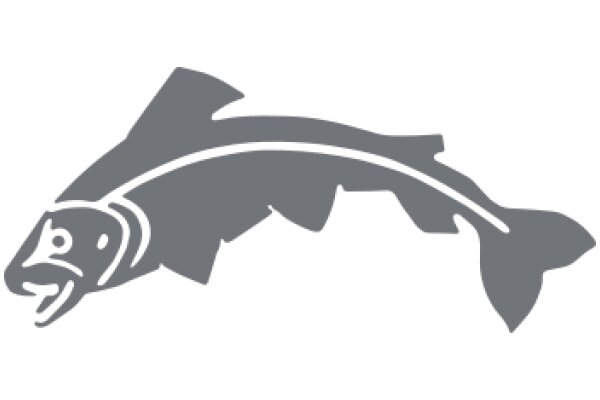 Gray Silhouette of a Fish with an Open Mouth